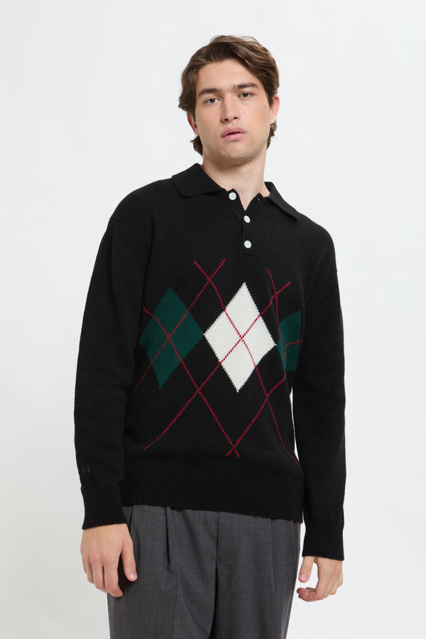 Strickpullover mit Argyle-Muster und Rollkragen