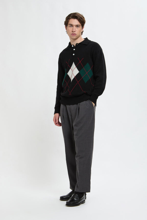 Strickpullover mit Argyle-Muster und Rollkragen