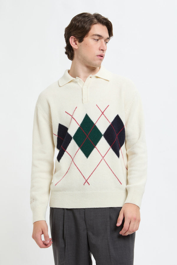 Strickpullover mit Argyle-Muster und Rollkragen