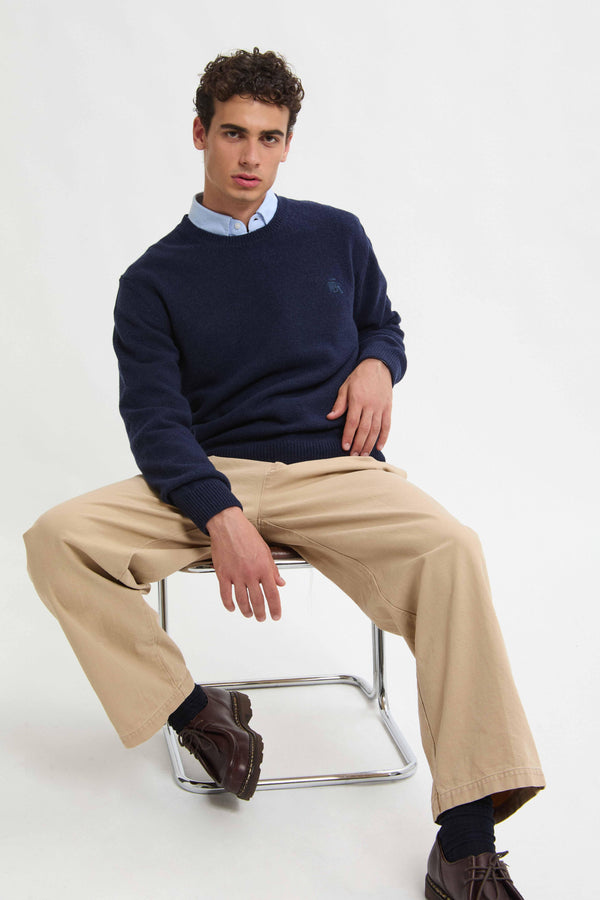 Pull col ras du cou en laine Shetland