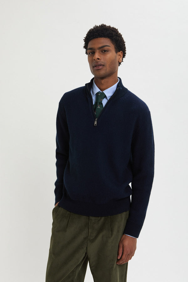 HALF-ZIP MOCK NECK JUMPER